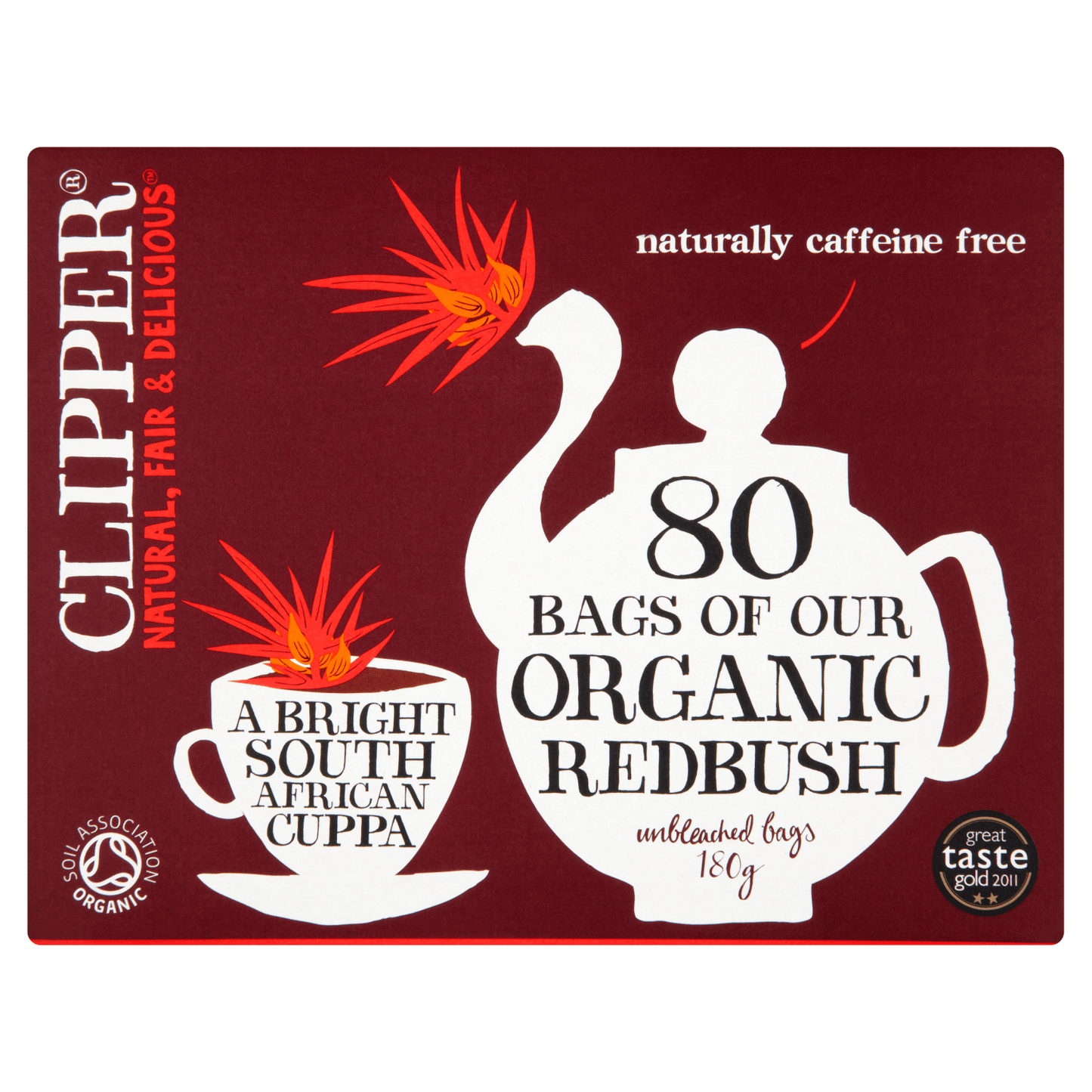 Clipper Organic Redbush 80 Unbleached Tea Bags 180g - UK Food & Drink - 5021991280016