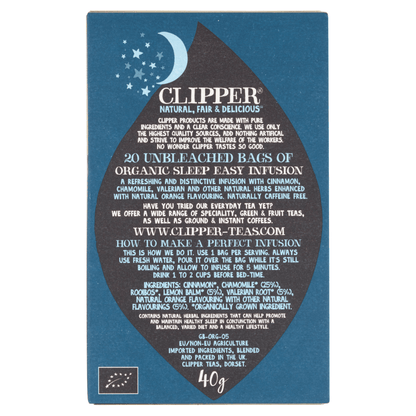 Clipper Organic Sleep Easy Infusion 20 Unbleached Bags 40g - UK Food & Drink - 5021991888175