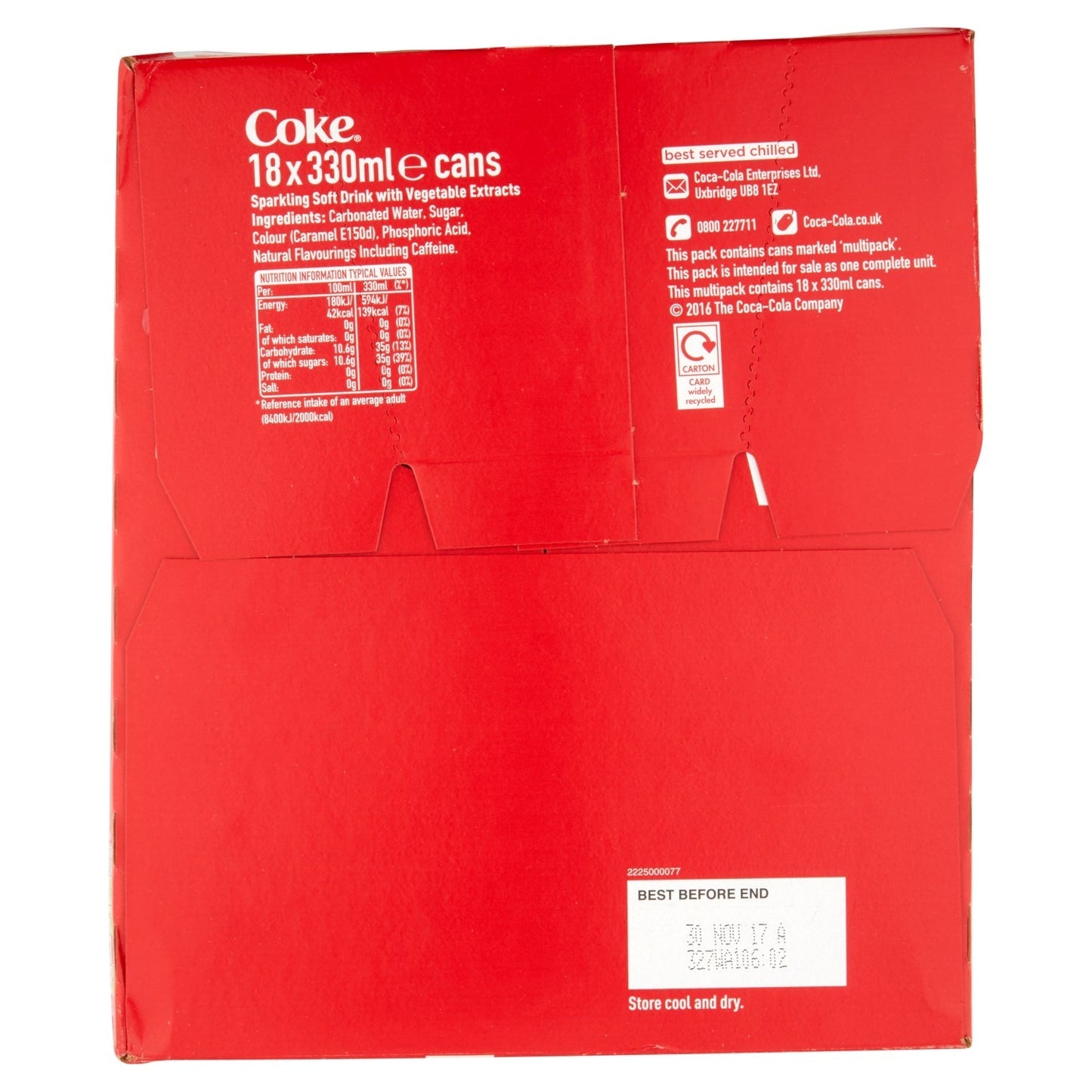 Coca - Cola Classic 18 x 330ml - UK Food & Drink - 5449000018892