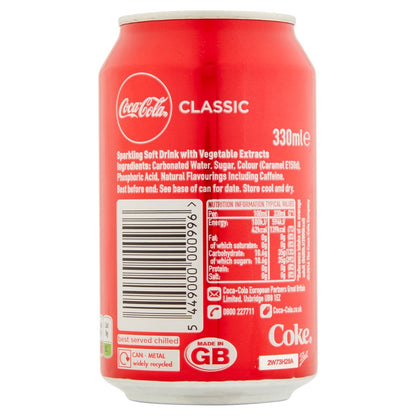 Coca - Cola Classic 330ml - UK Food & Drink - 5449000000996