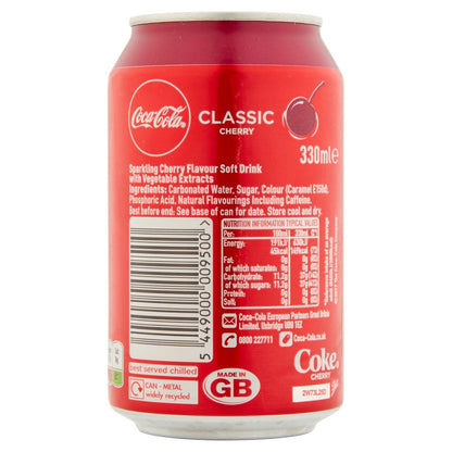 Coca - Cola Classic Cherry 330ml - UK Food & Drink - 5449000009500