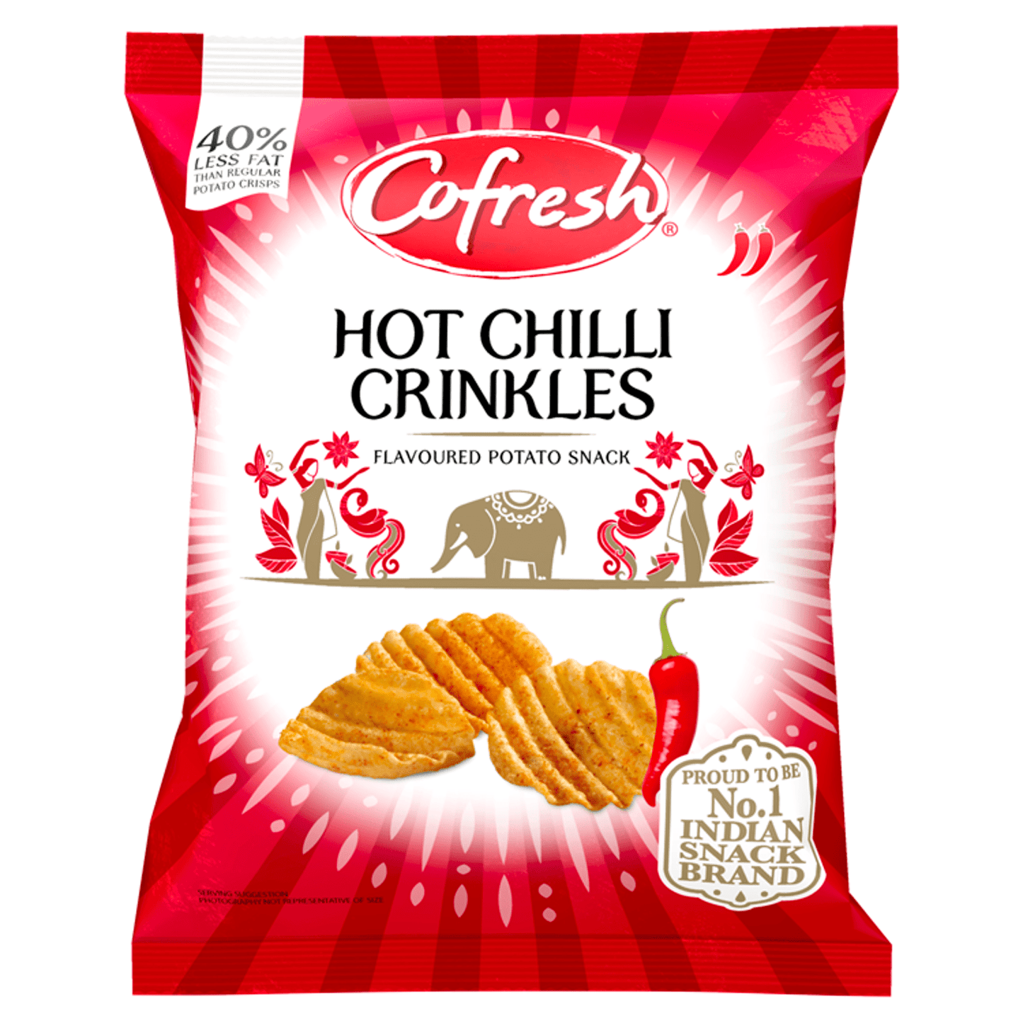 Cofresh Hot Chilli Crinkles Flavoured Potato Snack 80g - UK Food & Drink - 5026489480497
