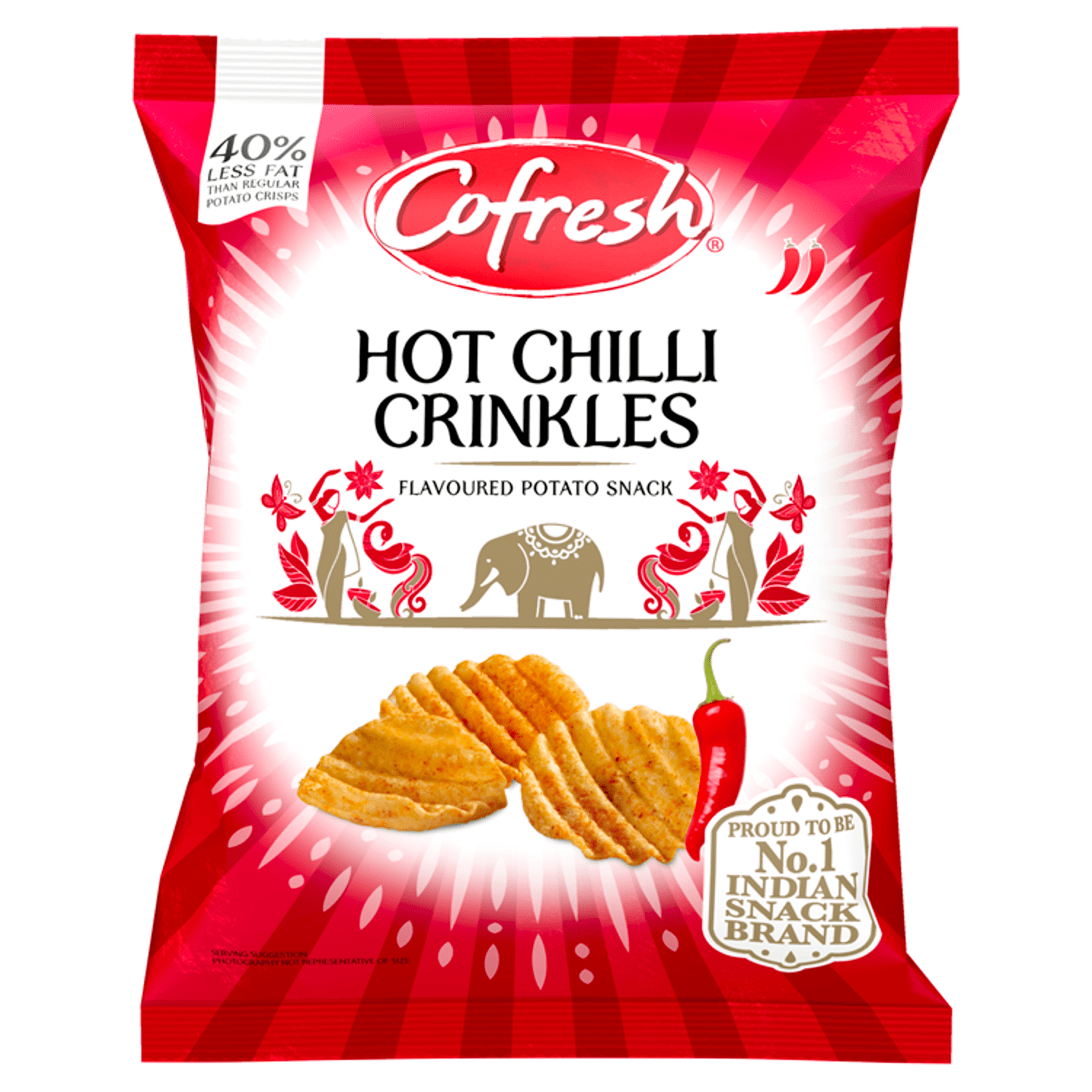 Cofresh Hot Chilli Crinkles Flavoured Potato Snack 80g - UK Food & Drink - 5026489480497