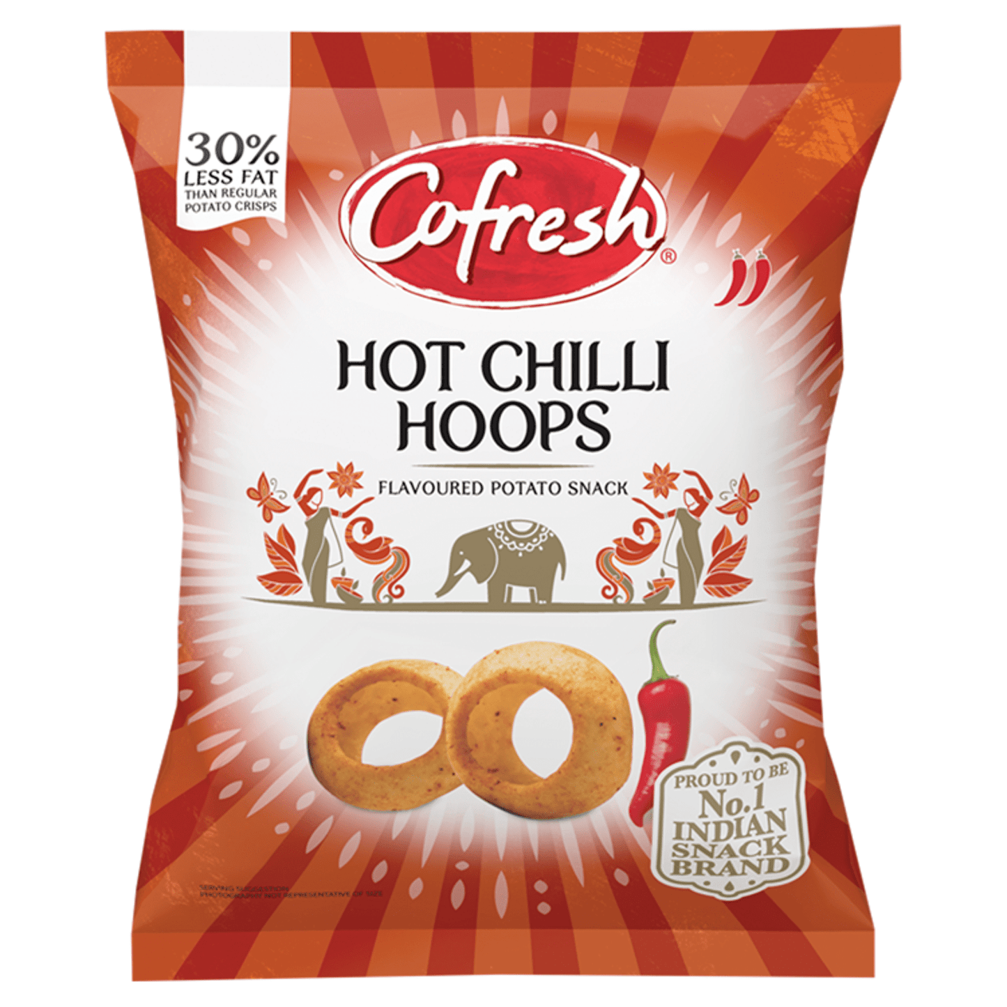 Cofresh Hot Chilli Hoops Flavoured Potato Snack 80g - UK Food & Drink - 5026489479668