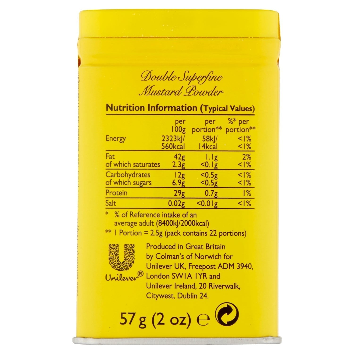 Colman's Mustard Powder 57g - UK Food & Drink - 667803000707