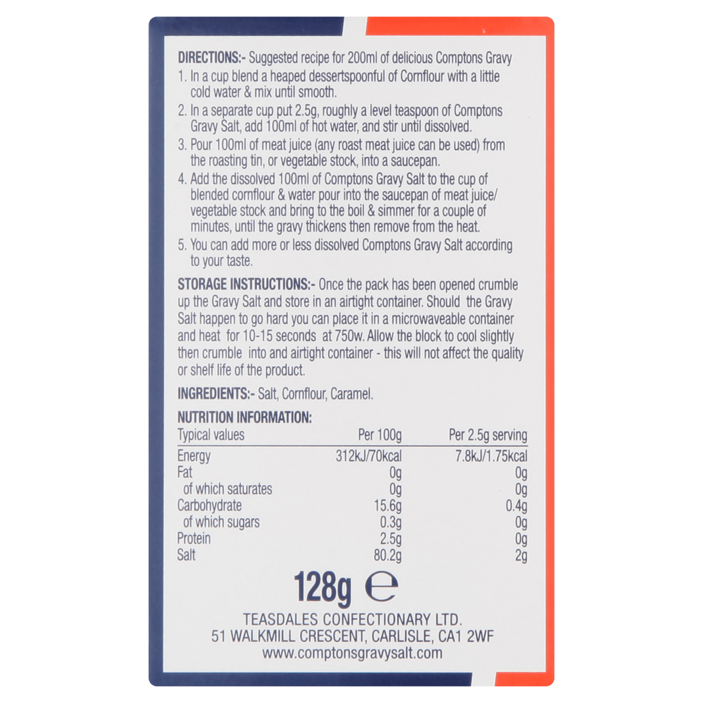 Comptons Gravy Salt 128g - UK Food & Drink - 5011788009128