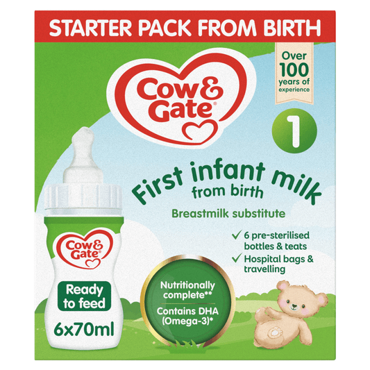 Cow & Gate 1 First Infant Milk Starter Pack from Birth 6 x 70ml (420ml) - UK Food & Drink - 5051594003620
