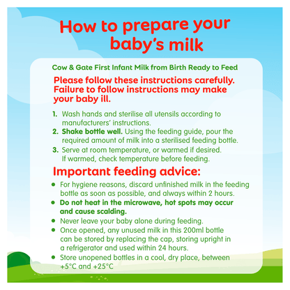 Cow & Gate 1 First Infant Milk Starter Pack from Birth 6 x 70ml (420ml) - UK Food & Drink - 5051594003620