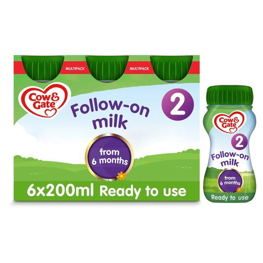 Cow & Gate 2 Follow - On Milk from 6 Months Multipack 4 x 200ml (800ml) - UK Food & Drink - 8716900569784