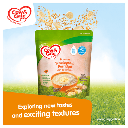 Cow & Gate Banana Wholegrain Porridge Baby Cereal 200g - UK Food & Drink - 3041091431790