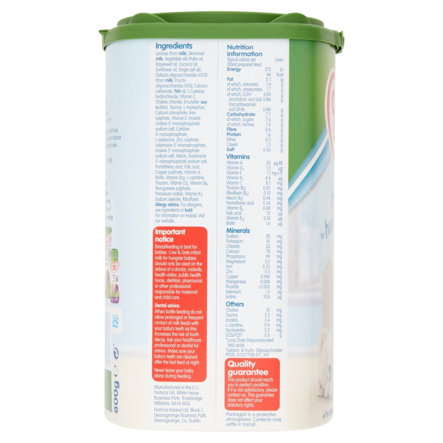 Cow & Gate Hungry Baby Milk Formula From Birth 800g - UK Food & Drink - 5051594006898