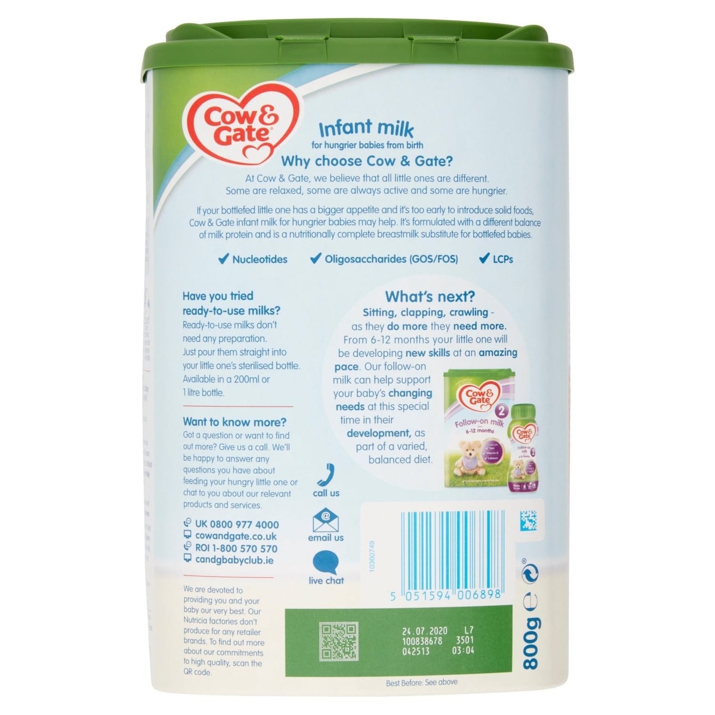 Cow & Gate Hungry Baby Milk Formula From Birth 800g - UK Food & Drink - 5051594006898