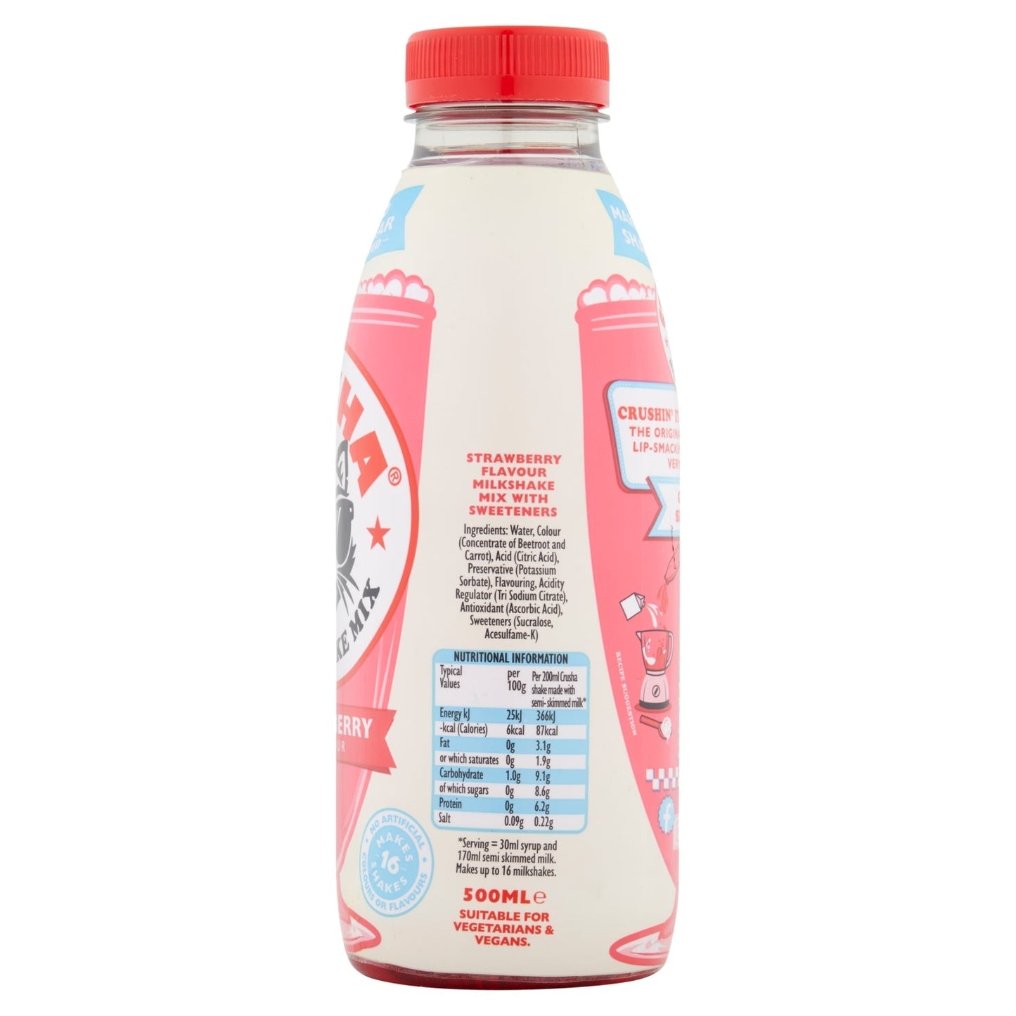 Crusha Strawberry Flavour Milkshake Mix 500ml - UK Food & Drink - 5010067313338