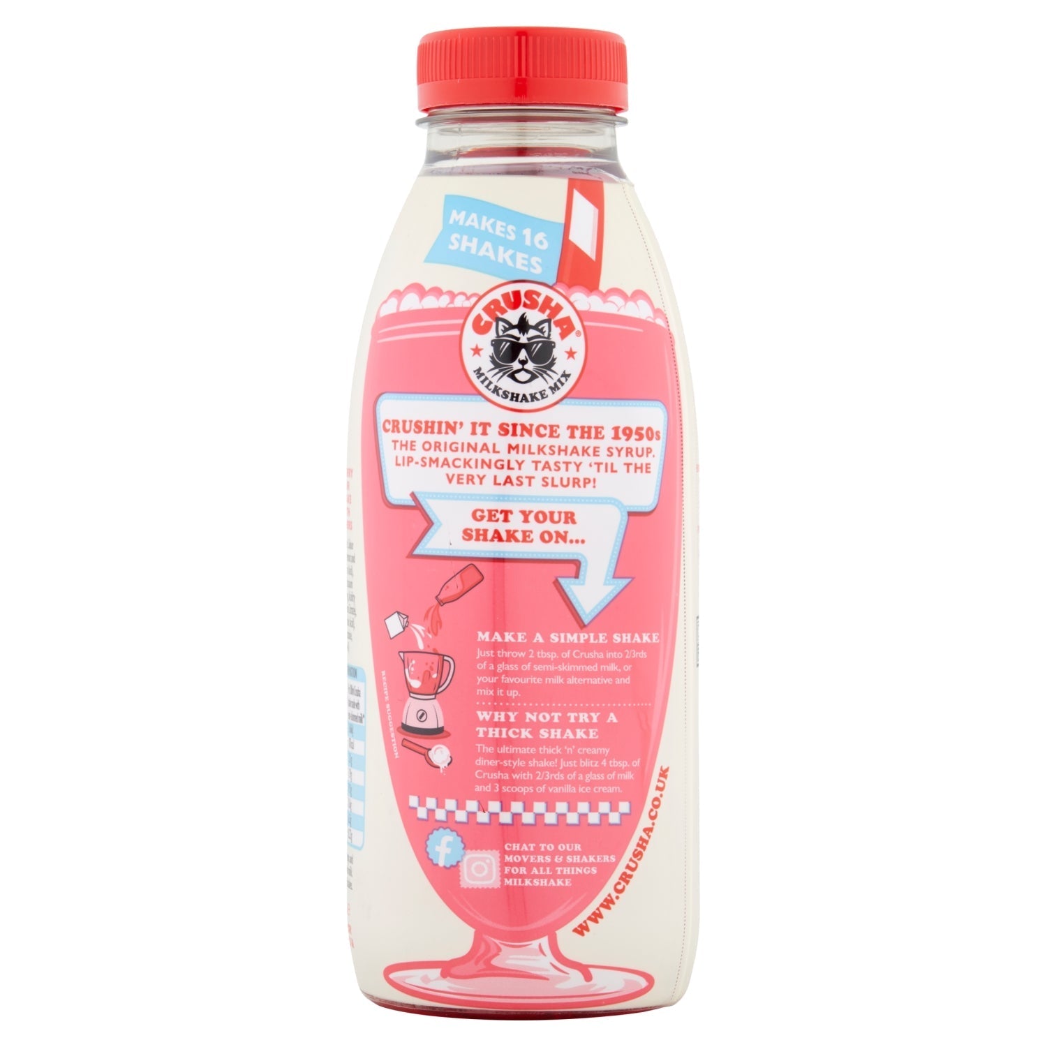 Crusha Strawberry Flavour Milkshake Mix 500ml - UK Food & Drink - 5010067313338