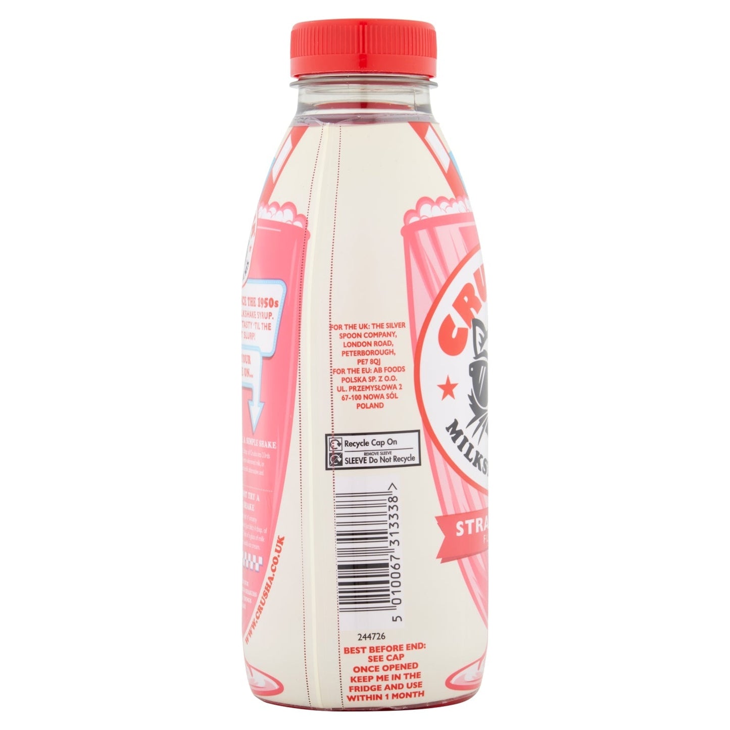 Crusha Strawberry Flavour Milkshake Mix 500ml - UK Food & Drink - 5010067313338