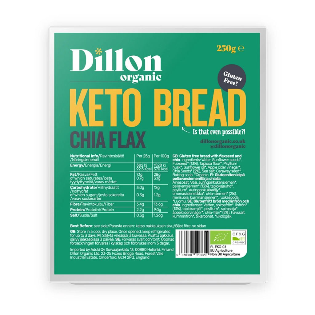 Dillon Organic Chia Flax Keto bread - UK Food & Drink - 5070000210629