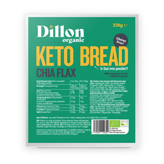 Dillon Organic Chia Flax Keto bread - UK Food & Drink - 5070000210629