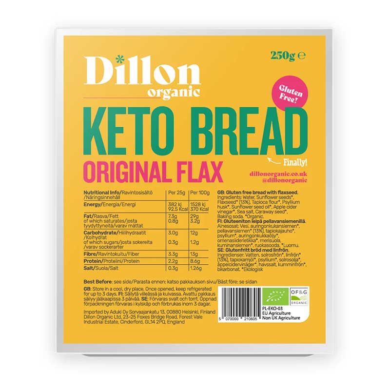 Dillon Organic Original Flax Keto Bread - UK Food & Drink - 5070000210605