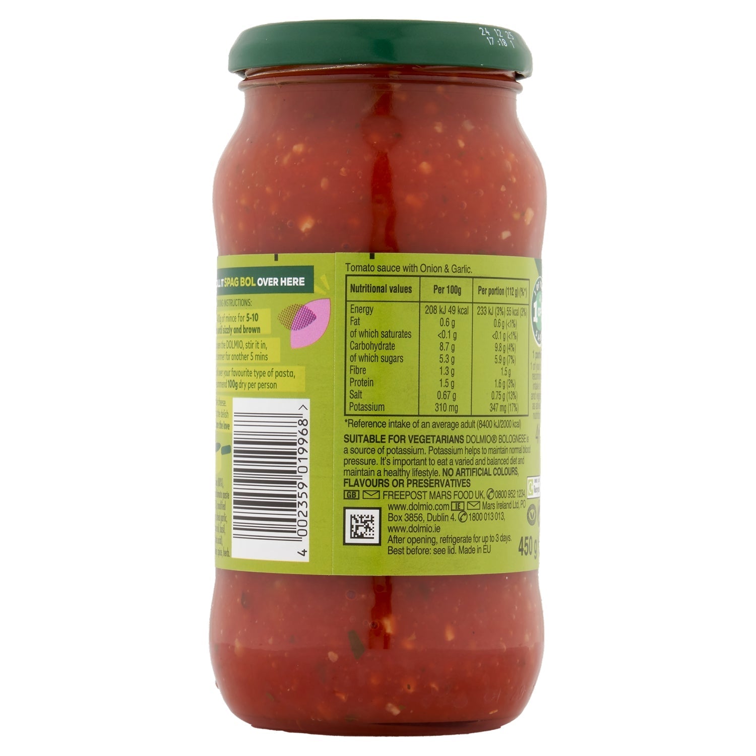 Dolmio Bolognese Onion & Garlic Sauce for Bolognese 450g - UK Food & Drink - 4002359019968