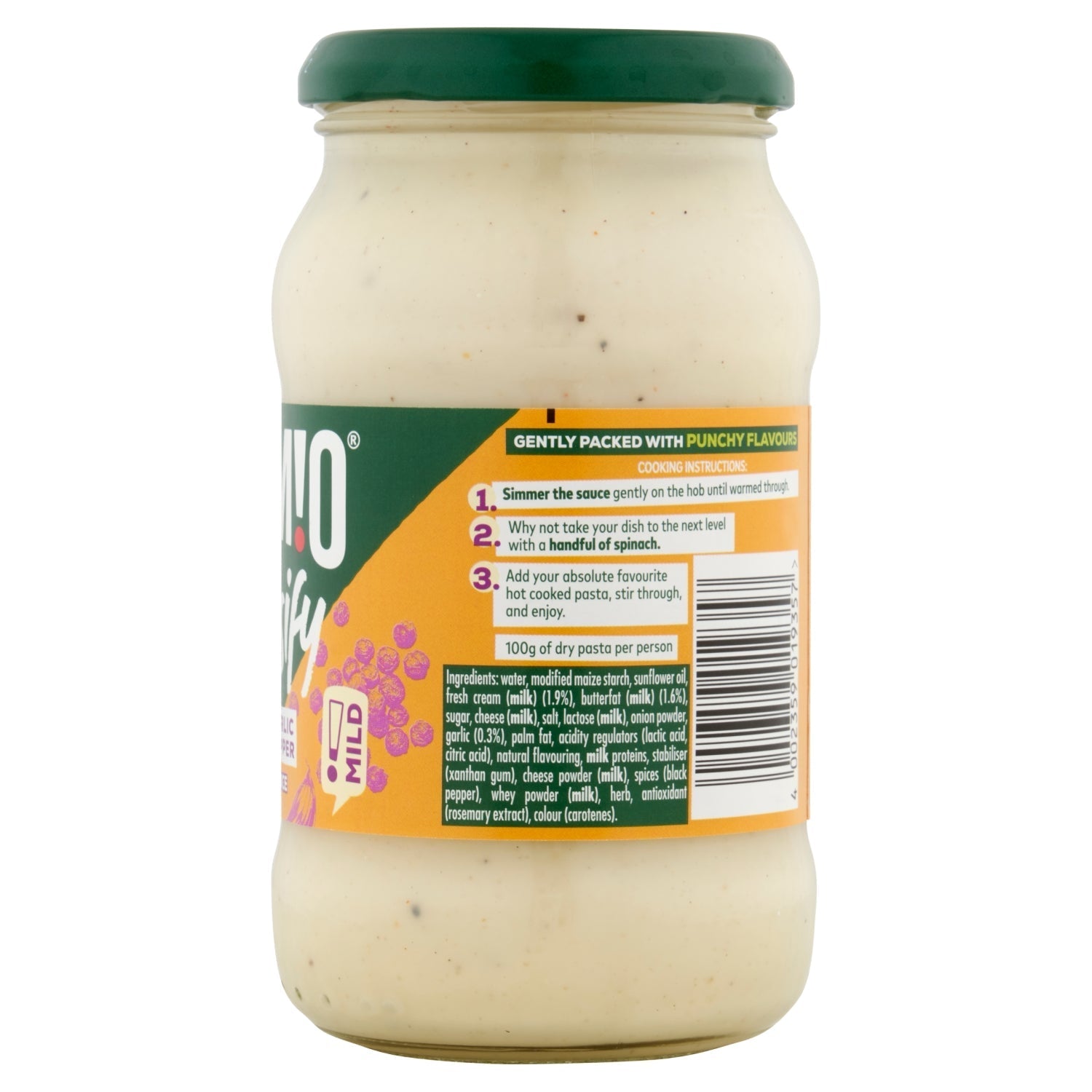 Dolmio Intensify Mild Creamy Garlic & Black Pepper Pasta Sauce 390g - UK Food & Drink - 4002359019357