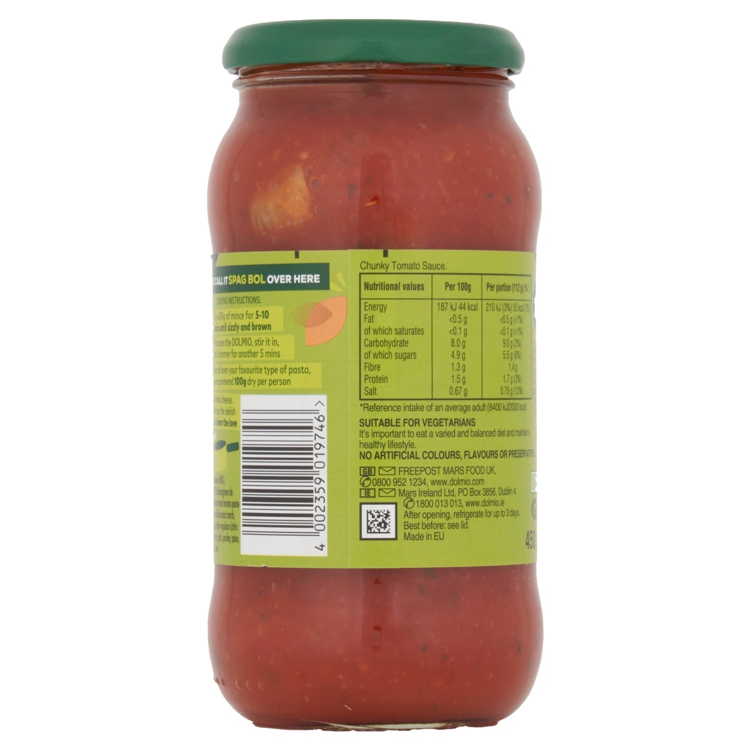 Dolmio Sauce for Bolognese Chunky Mushroom 450g - UK Food & Drink - 4002359019746