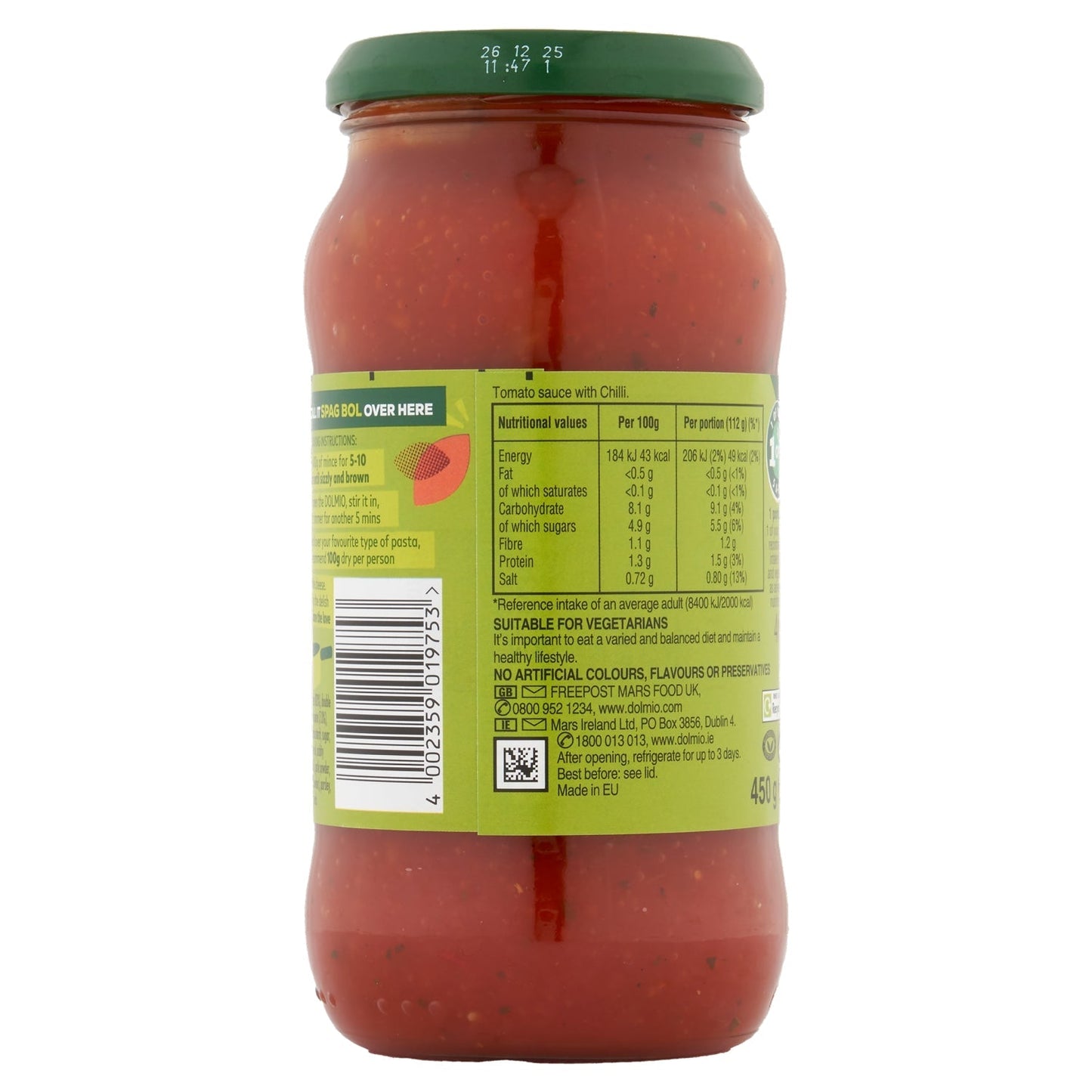 Dolmio Sauce for Bolognese Spicy Chilli 450g - UK Food & Drink - 4002359019753