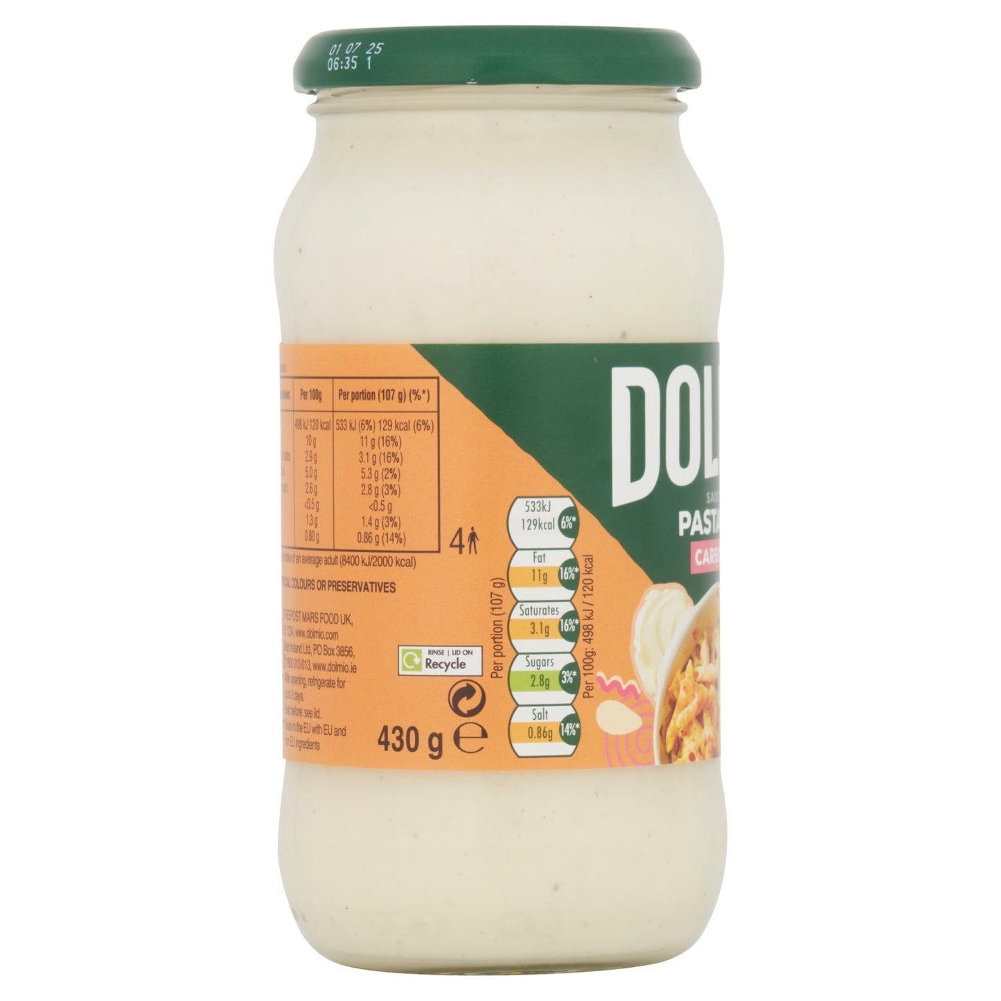 Dolmio Sauce for Pasta Bake Carbonara 430g - UK Food & Drink - 4002359019784