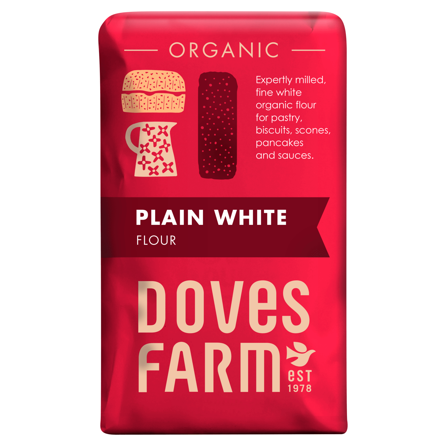 Doves Farm Organic Plain White Flour 1kg - UK Food & Drink - 5011766010016