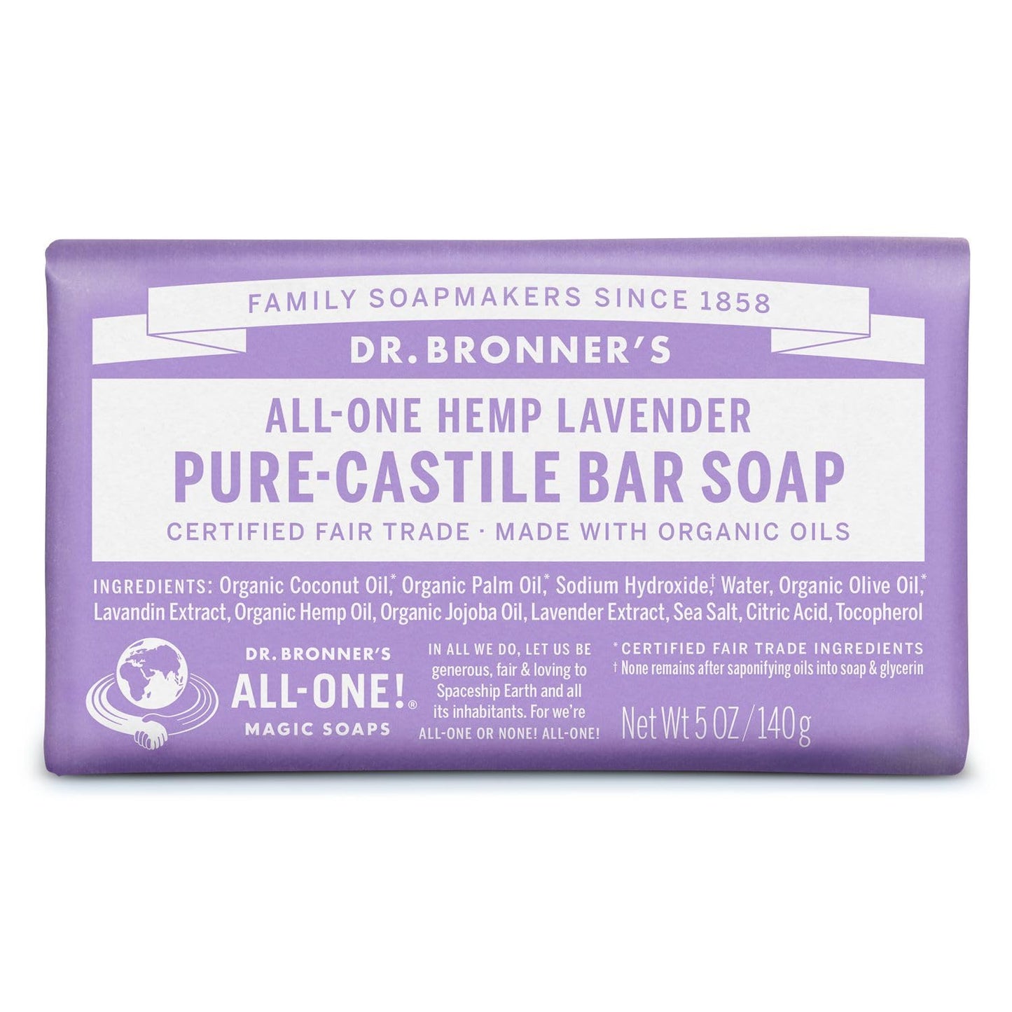 Dr Bronner Organic Lavender Soap Bar - UK Food & Drink - 18787231302