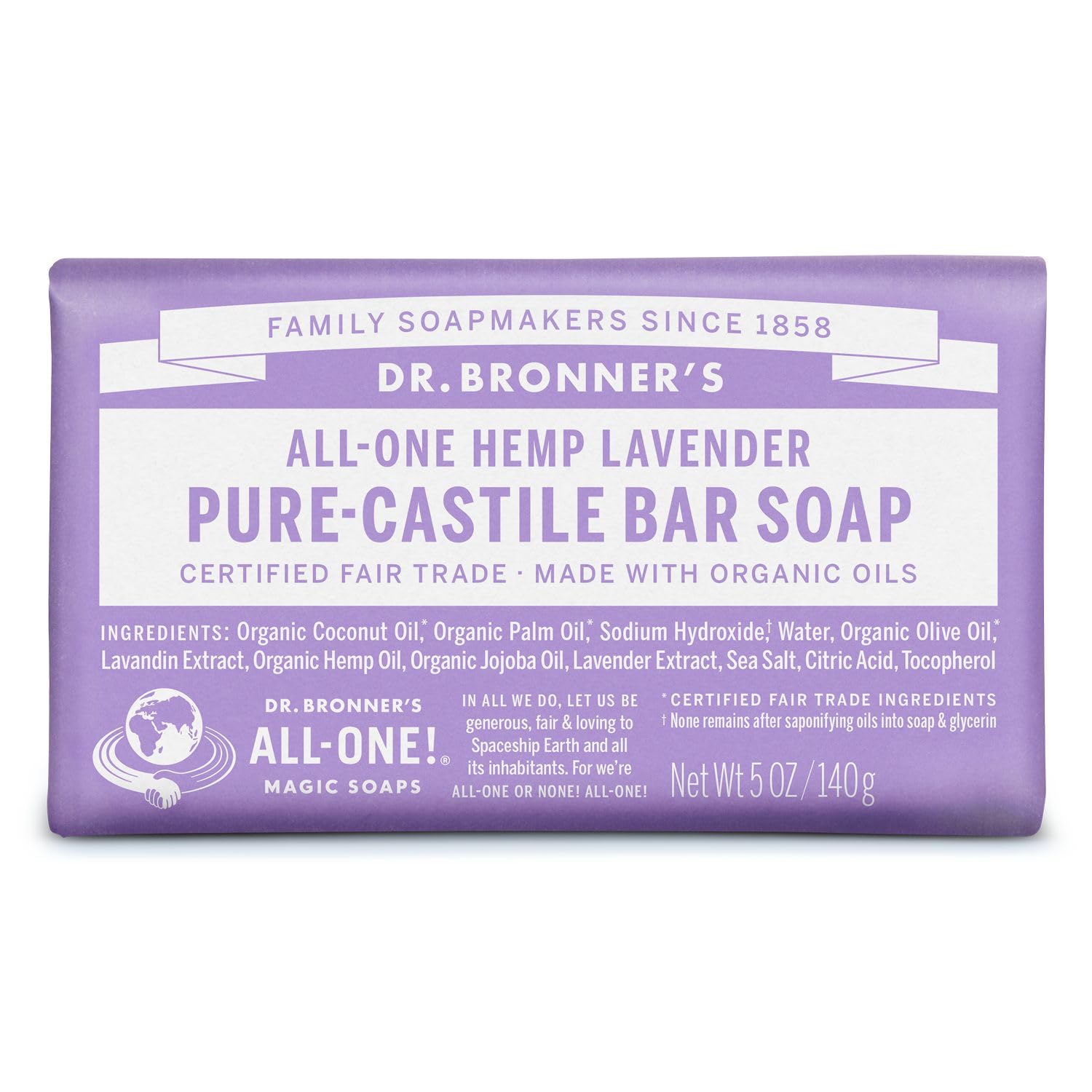 Dr Bronner Organic Lavender Soap Bar - UK Food & Drink - 18787231302