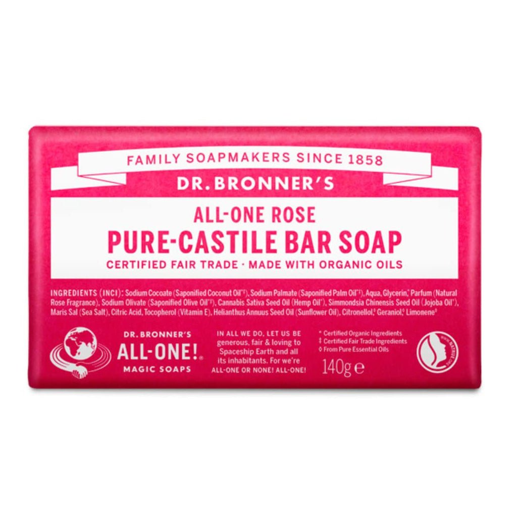 Dr Bronner Organic Rose Soap Bar - UK Food & Drink - 18787231401