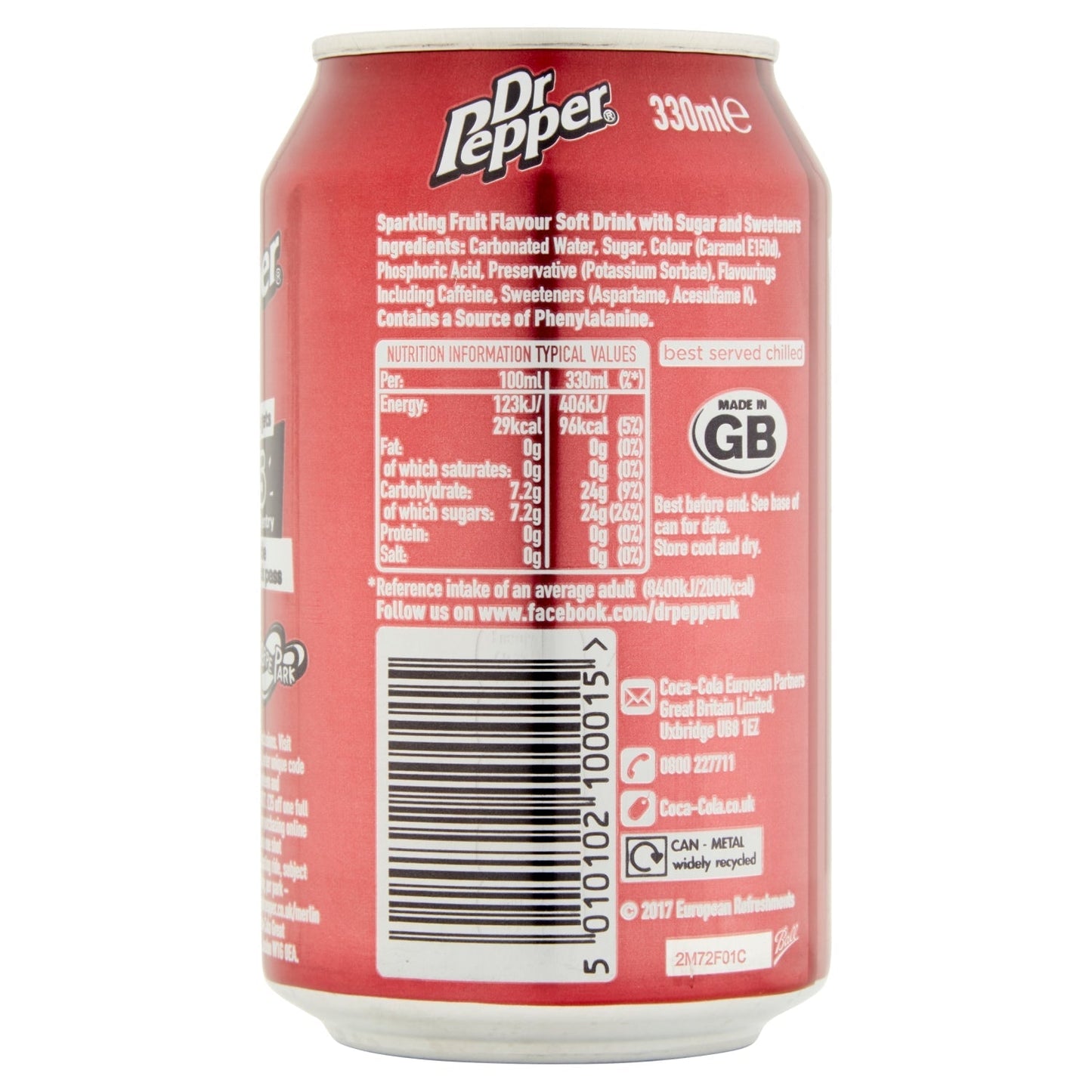 Dr Pepper 330ml - UK Food & Drink - 5010102100015