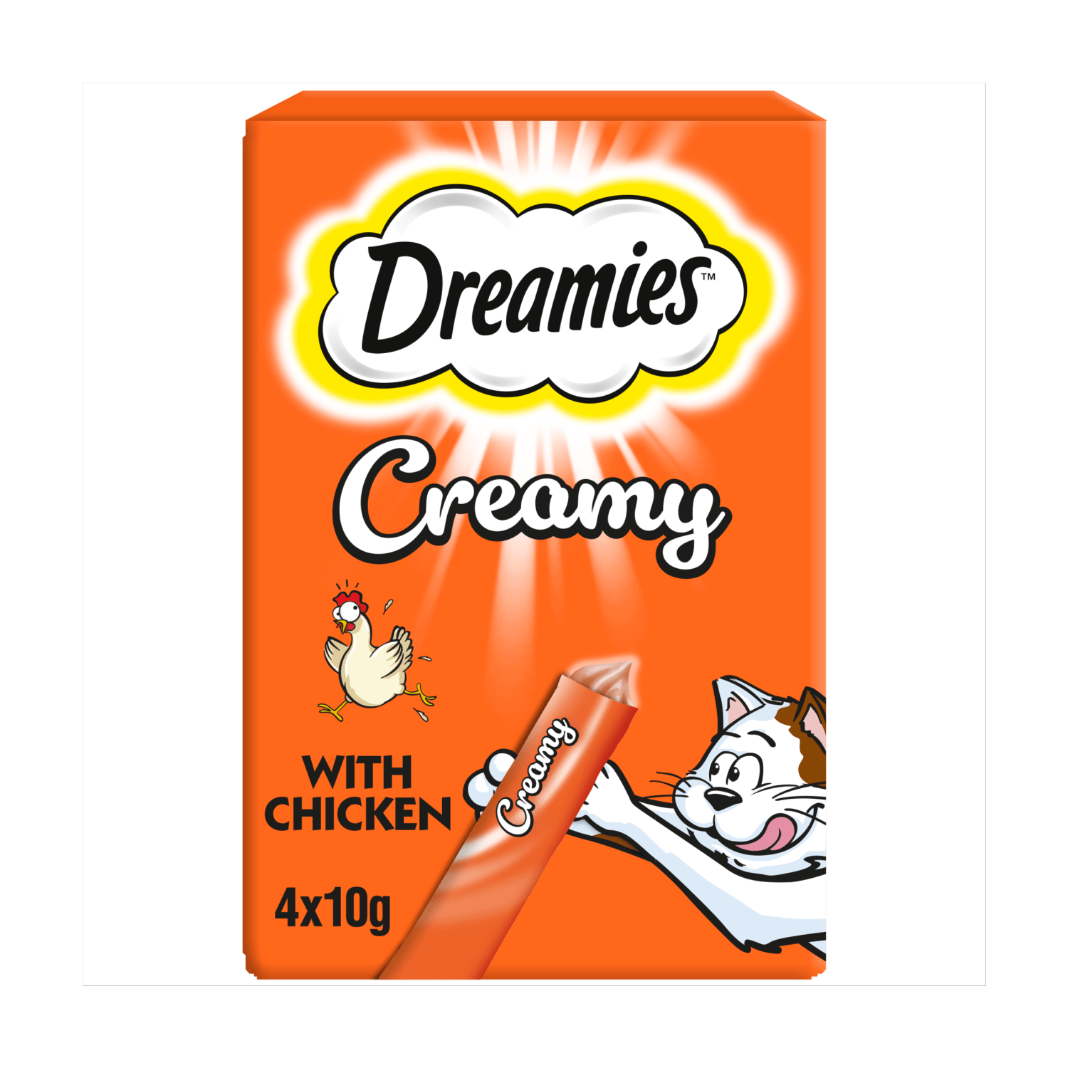 Dreamies Creamy Snack Cat & Kitten Treat with Chicken 4 x 10g - UK Food & Drink - 4008429151156