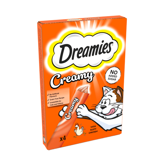 Dreamies Creamy Snack Cat & Kitten Treat with Chicken 4 x 10g - UK Food & Drink - 4008429151156