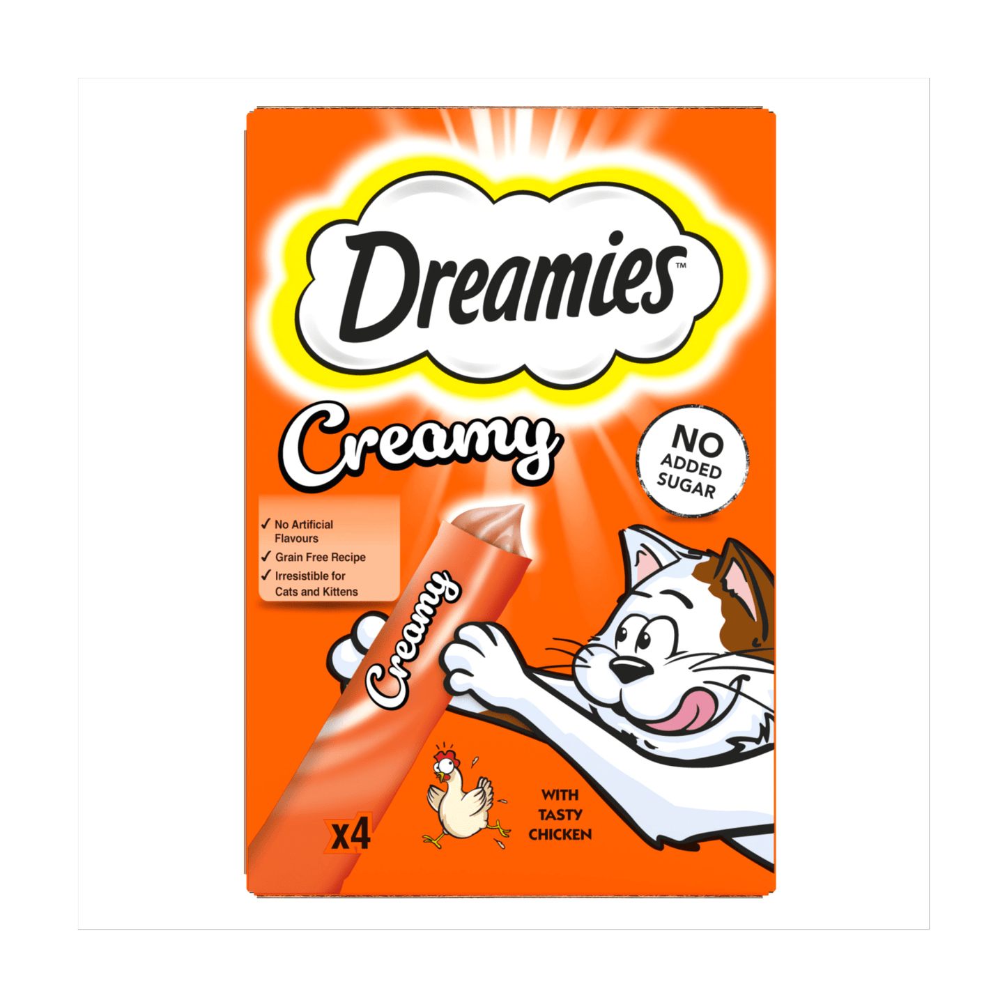 Dreamies Creamy Snack Cat & Kitten Treat with Chicken 4 x 10g - UK Food & Drink - 4008429151156