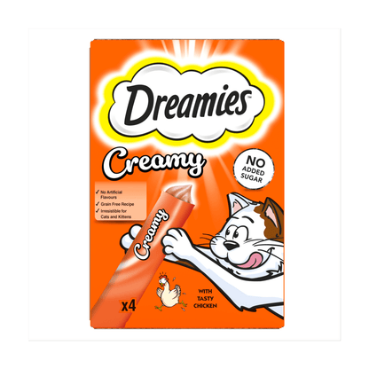 Dreamies Creamy Snack Cat & Kitten Treat with Chicken 4 x 10g - UK Food & Drink - 4008429151156