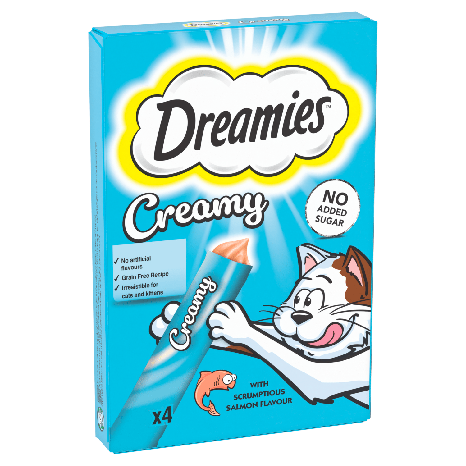 Dreamies Creamy Snack Cat & Kitten Treat with Salmon 4 x 10g - UK Food & Drink - 4008429151248
