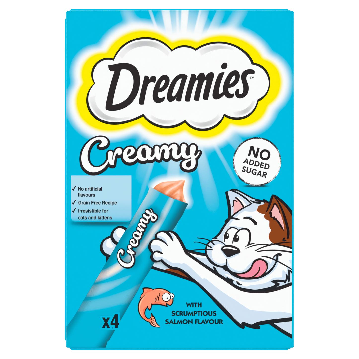 Dreamies Creamy Snack Cat & Kitten Treat with Salmon 4 x 10g - UK Food & Drink - 4008429151248
