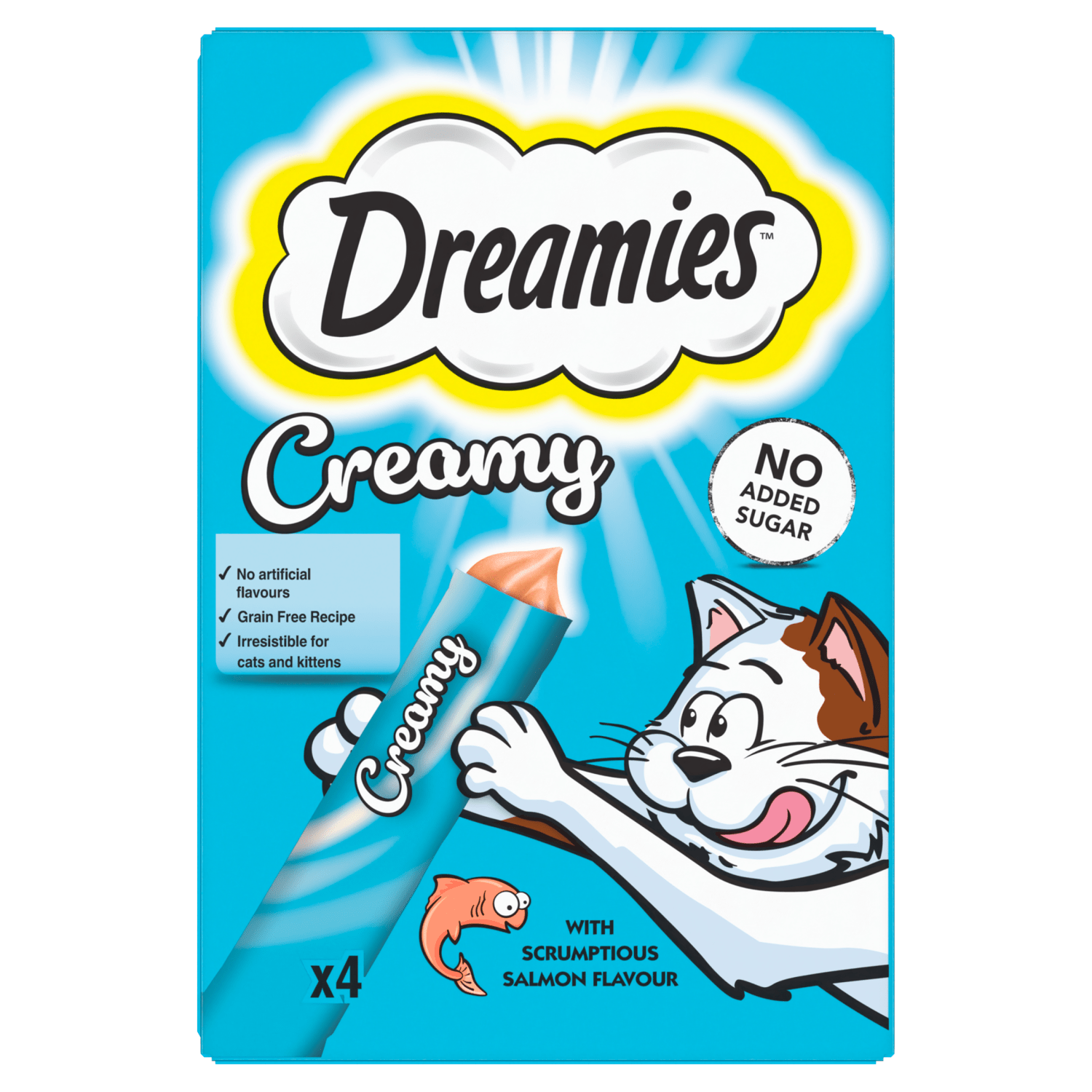 Dreamies Creamy Snack Cat & Kitten Treat with Salmon 4 x 10g - UK Food & Drink - 4008429151248