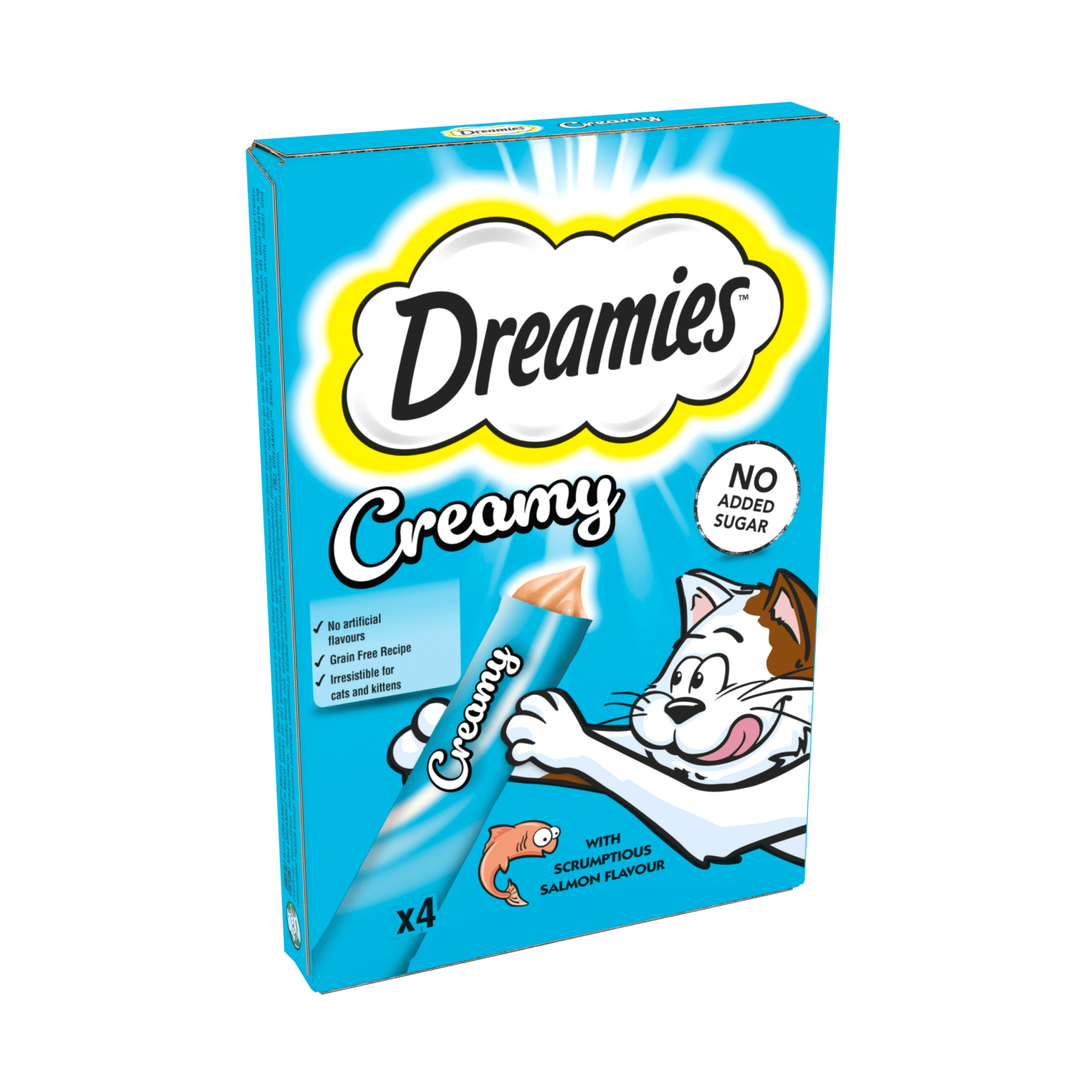 Dreamies Creamy Snack Cat & Kitten Treat with Salmon 4 x 10g - UK Food & Drink - 4008429151248