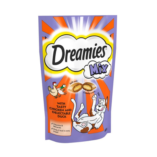 Dreamies Mix with Tasty Chicken and Delectable Duck 60g - UK Food & Drink - 4008429055249