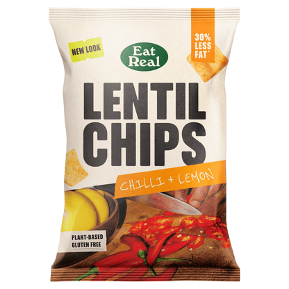 Eat Real Chilli + Lemon Lentil Chips 95g - UK Food & Drink - 5060878780416