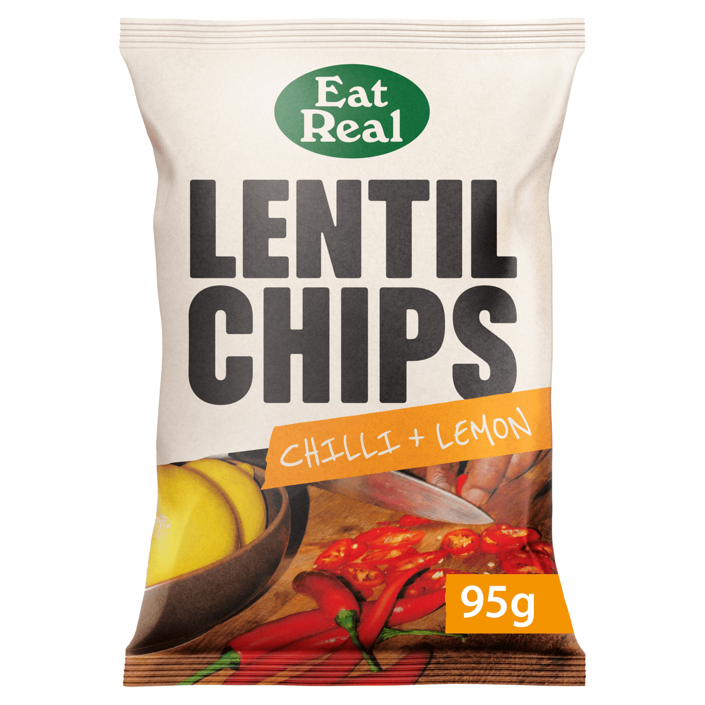 Eat Real Chilli + Lemon Lentil Chips 95g - UK Food & Drink - 5060878780416