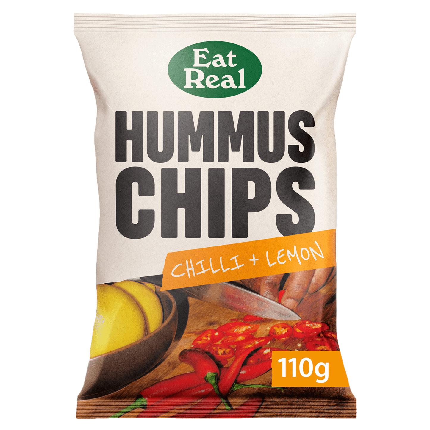 Eat Real Hummus Chips Chilli + Lemon 110g - UK Food & Drink - 5060878780508