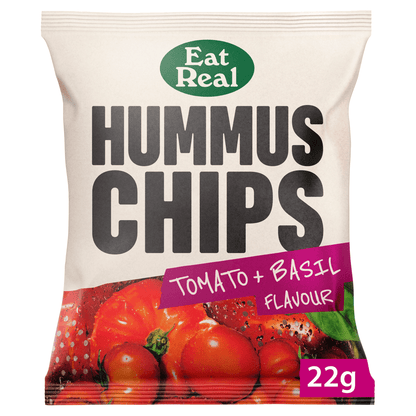 Eat Real Hummus Chips Tomato + Basil Flavour 22g - UK Food & Drink - 5060878780461
