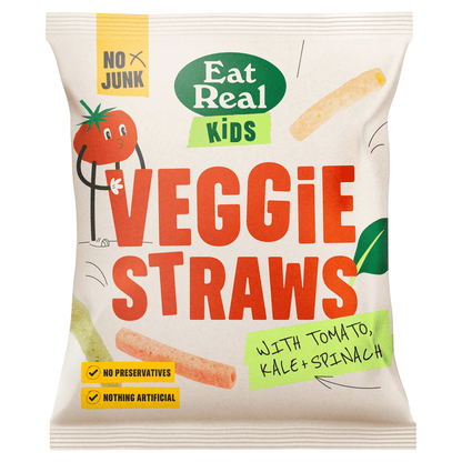 Eat Real Kids Veggie Straws with Tomato, Kale + Spinach 20g - UK Food & Drink - 5060878780683