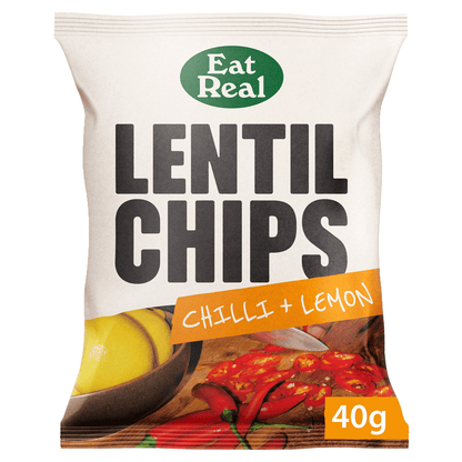 Eat Real Lentil Chips Chilli + Lemon 40g - UK Food & Drink - 5060878780546