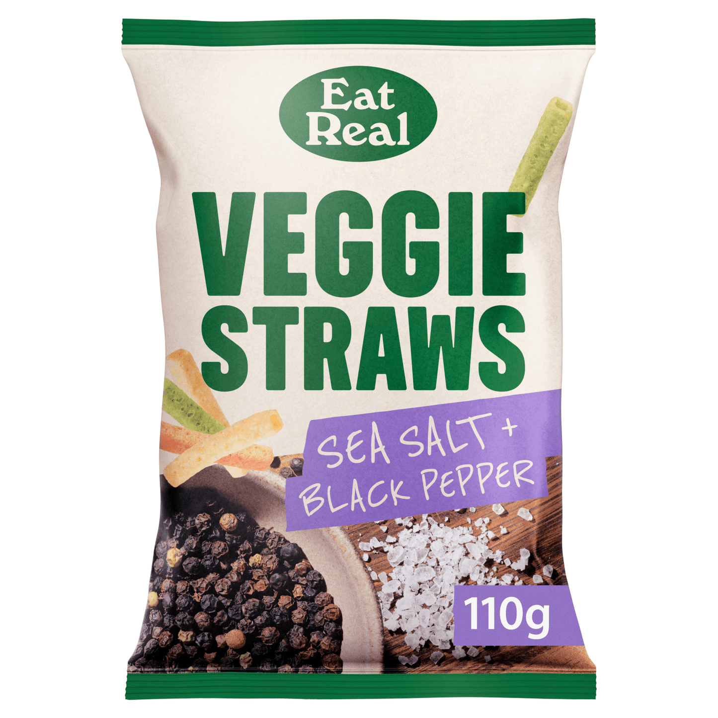 Eat Real Sea Salt + Black Pepper Veggie Straws 110g - UK Food & Drink - 5060878780751