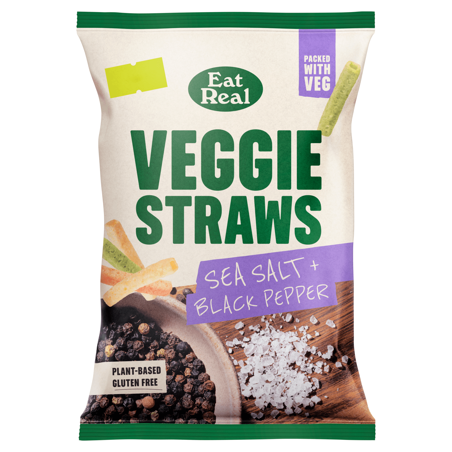 Eat Real Sea Salt + Black Pepper Veggie Straws 110g - UK Food & Drink - 5060878780751