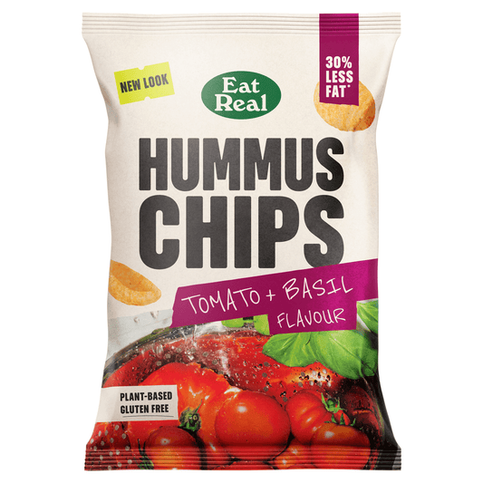 Eat Real Tomato + Basil Flavour Hummus Chips 110g - UK Food & Drink - 5060878780409